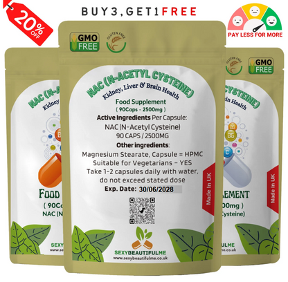 NAC (N-Acetyl-Cysteine) Capsules-2500mg-Liver & Lung Support , Brain Health