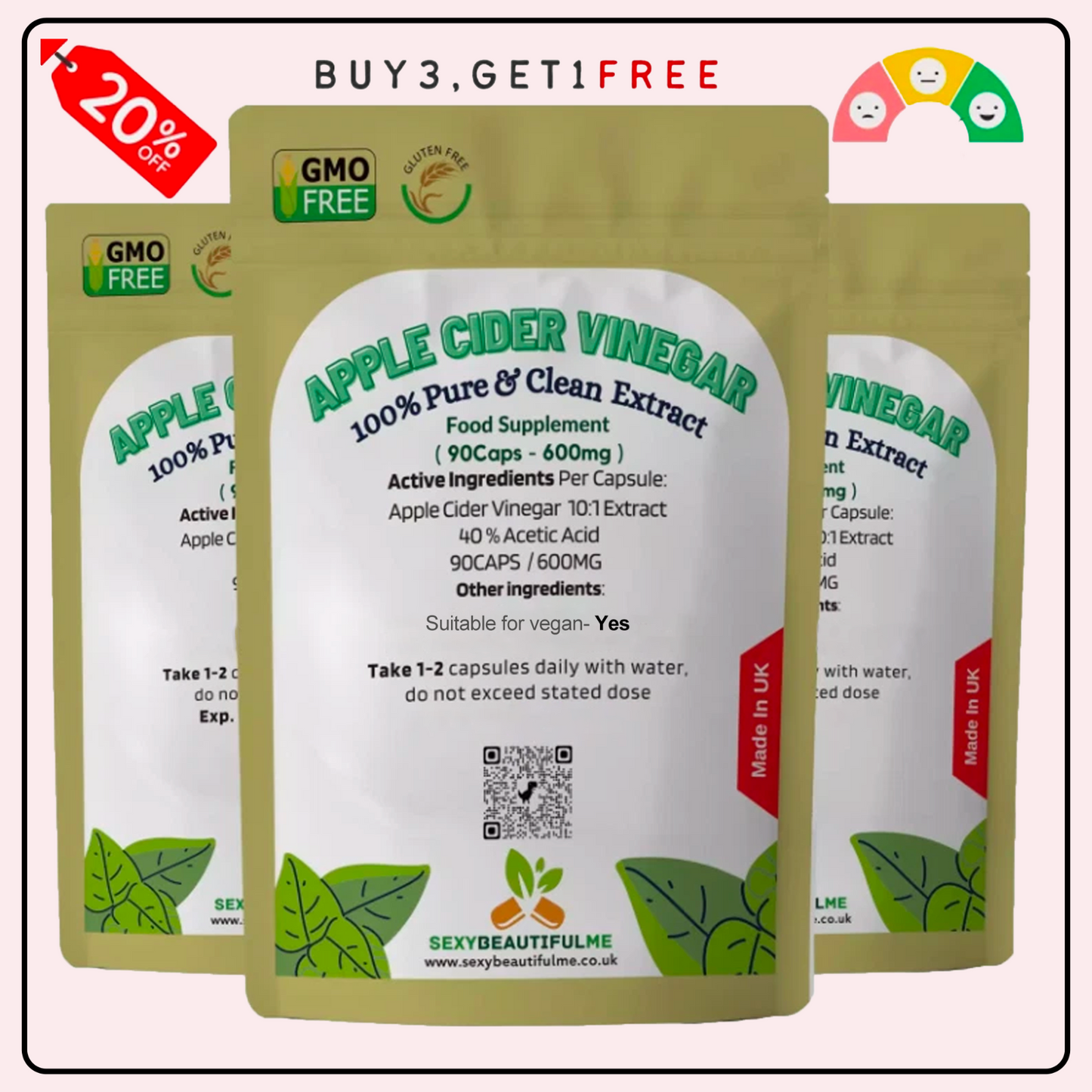 Apple Cider Vinegar 6000mg Capsules–High Strength Weight Loss & Fat Burner-Vegan