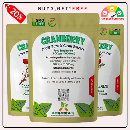 Cranberry Extract Capsules 20,000mg | Natural Vegan Supplement | Urinary Tract