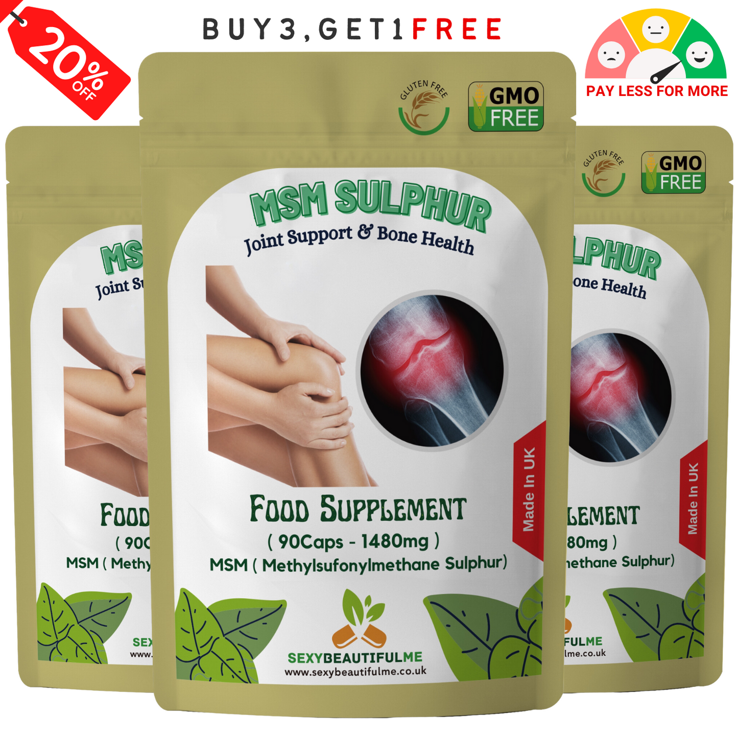 MSM Capsules 1480mg (Methylsulfonylmethane Sulphur)–Joint Support & Bone Health