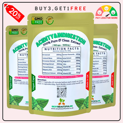 Acidity & Indigestion Complex Caps 1500mg–acidity &Reflux Relief – Vegan Product