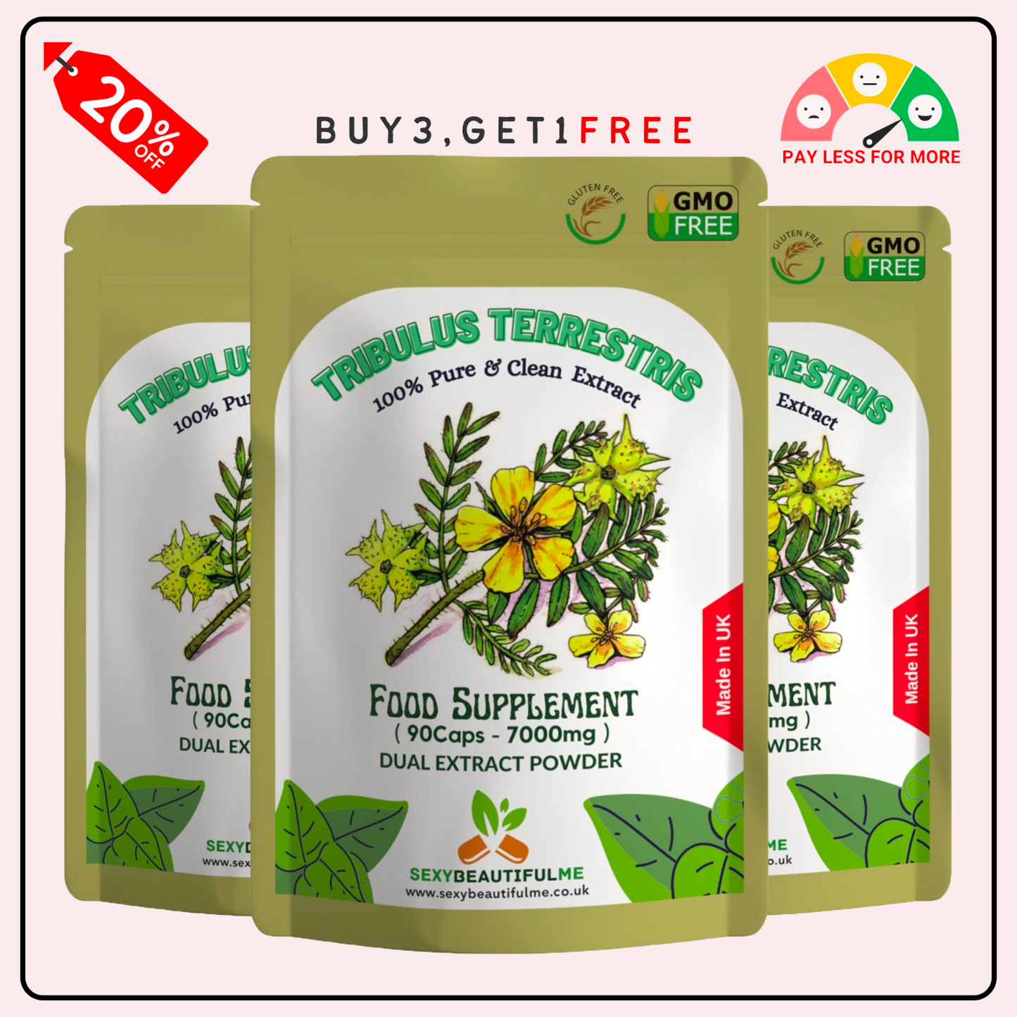 Tribulus Capsules 7000mg–Testosterone, Strength& Male Wellness–2:1 Extract-Vegan