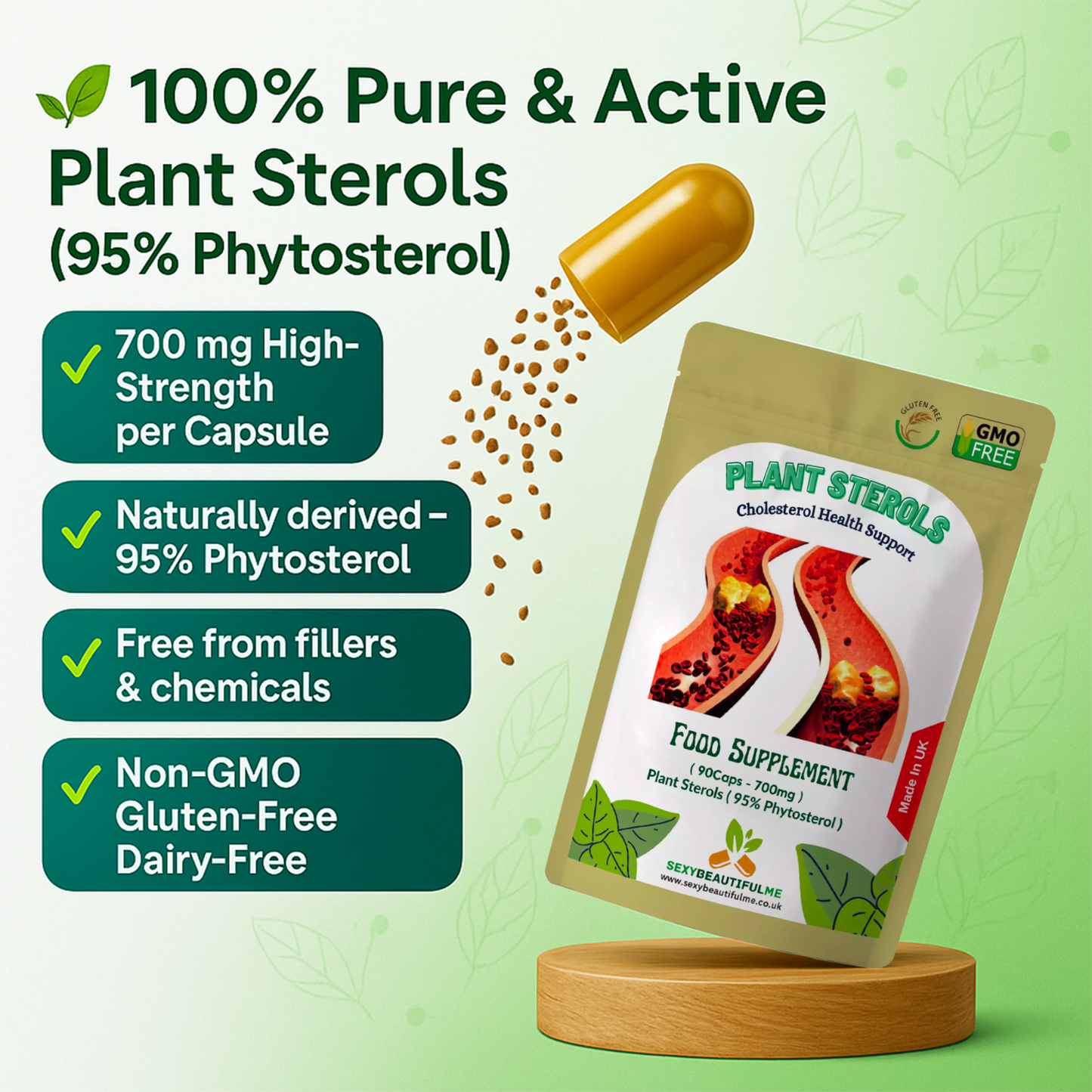 Plant Sterols Capsules 700mg (95% Phytosterol)-Lower Cholesterol & Heart Support