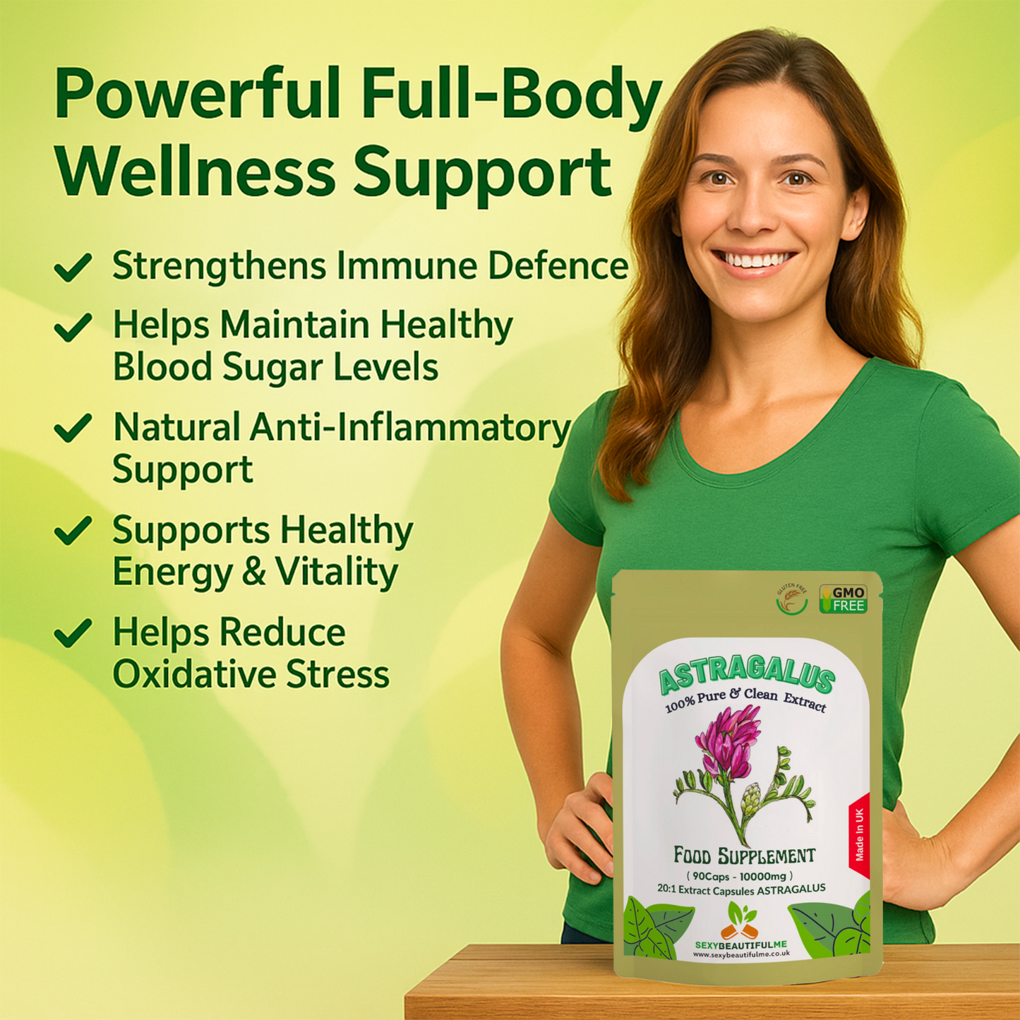 Astragalus Capsules 10,000mg – Immune Boost, Blood Sugar & Liver Support – Vegan