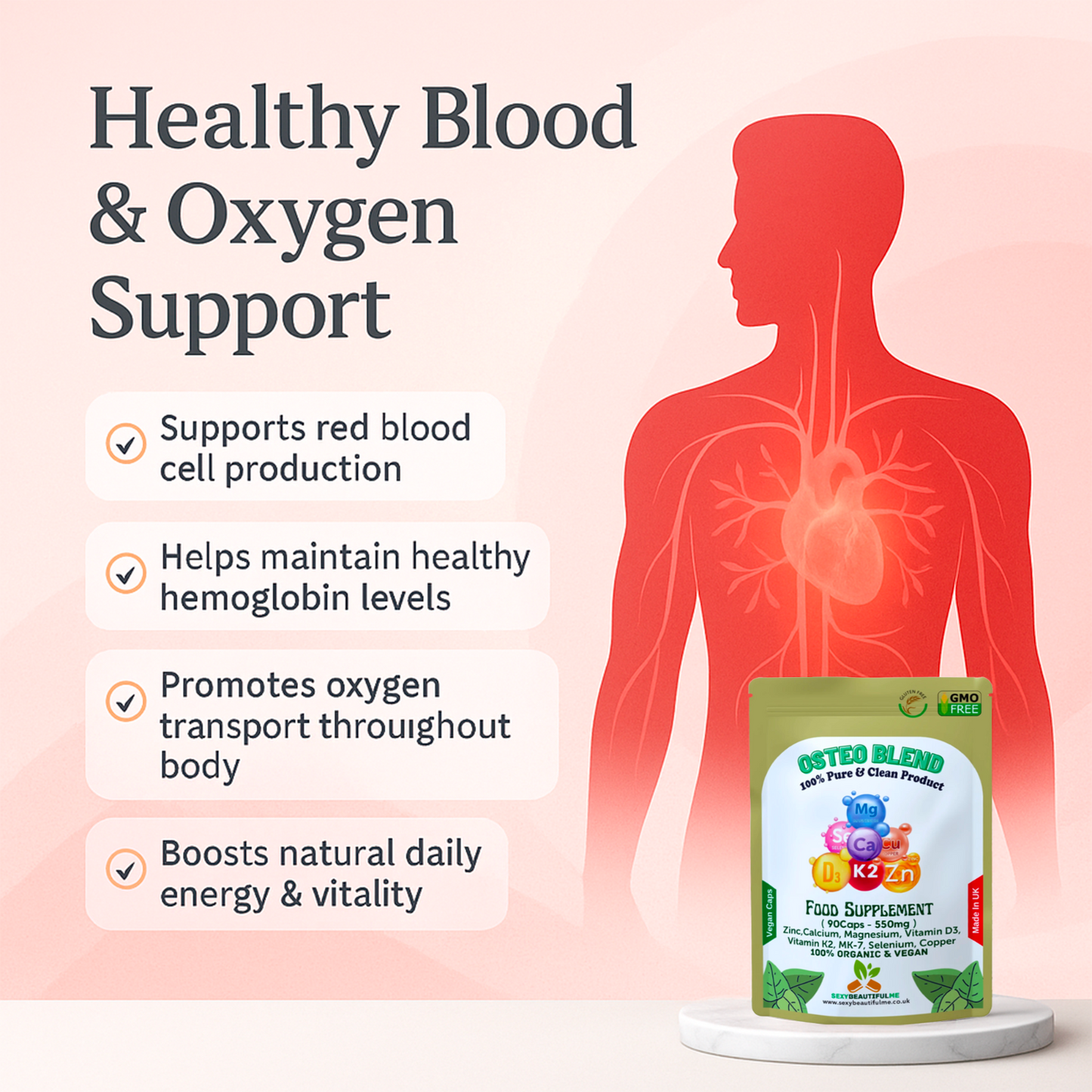 Osteo Blend Zinc+Calcium+Magnesium+Vitamin D3+vitamin K2+MK-7+Selenium+Copper