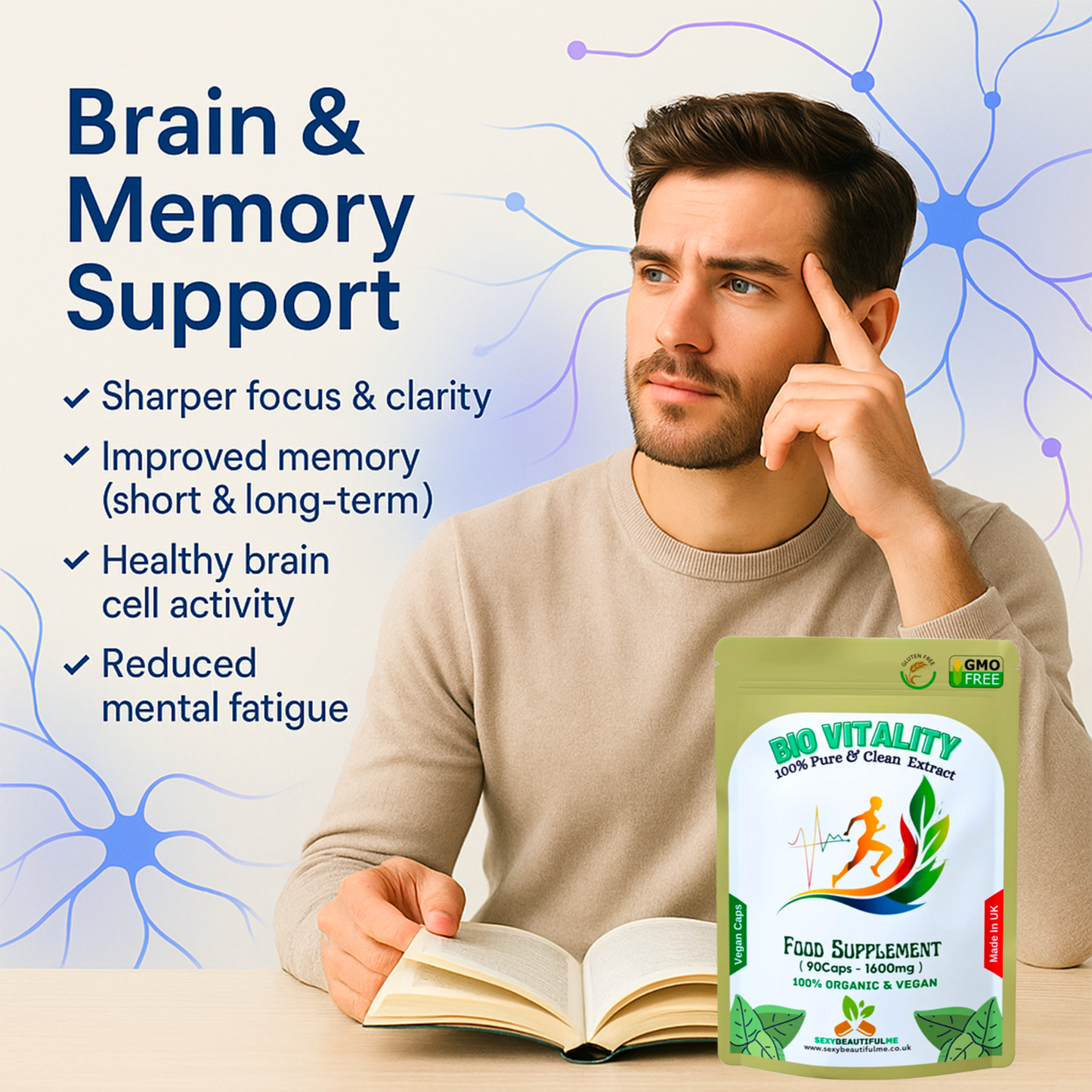 Bio Vitality Complex Caps 1600mg-Brain Health,Memory Support, Anti-Ageing-Vegan