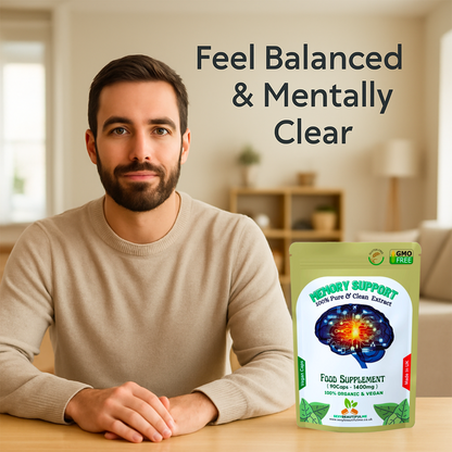 Memory Support Caps 1400mg– Memory, Concentration & Brain Function Support-Vegan