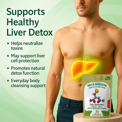 NAC Quercetin 900mg Capsules – Lung, Liver & Immune Health, Vitamin C 50mg