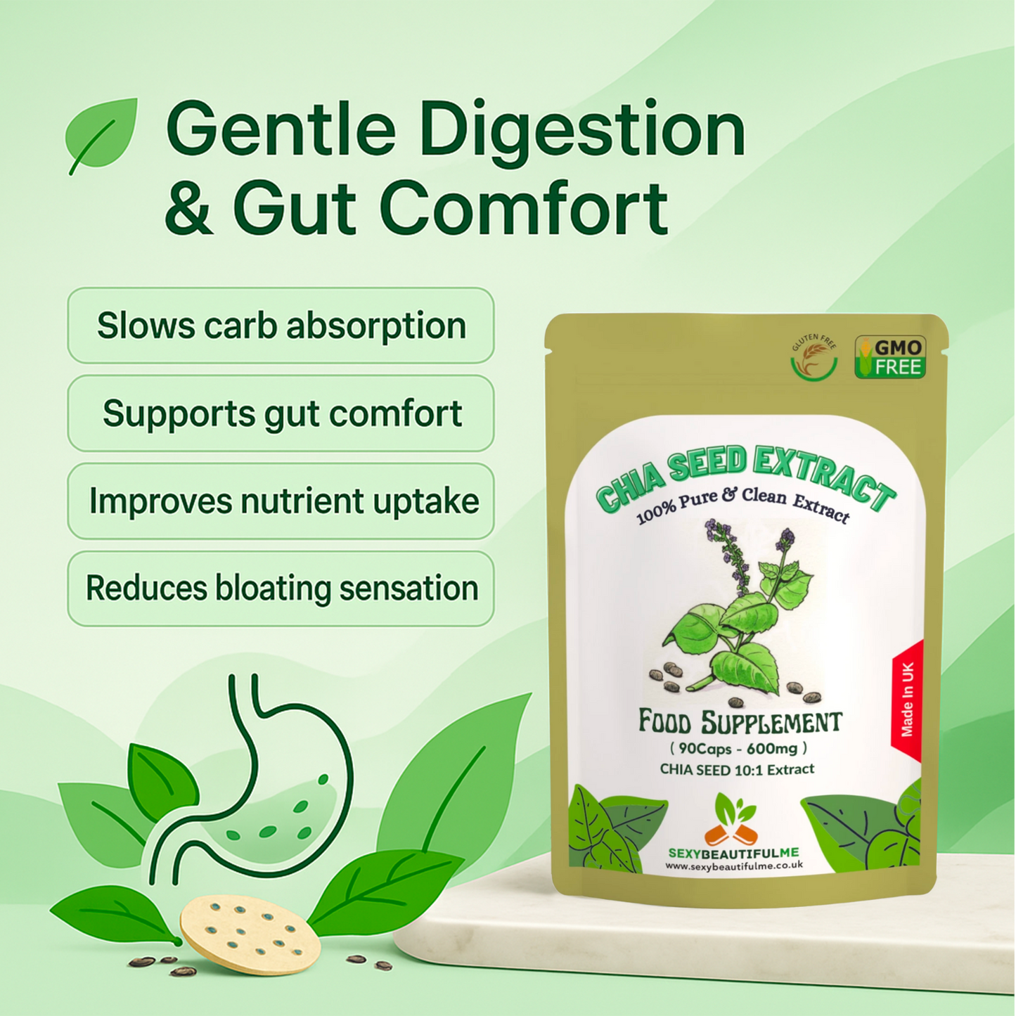 Chia Seed Extract Capsules, 6000mg per Cap, Cholesterol Health & Weight Control
