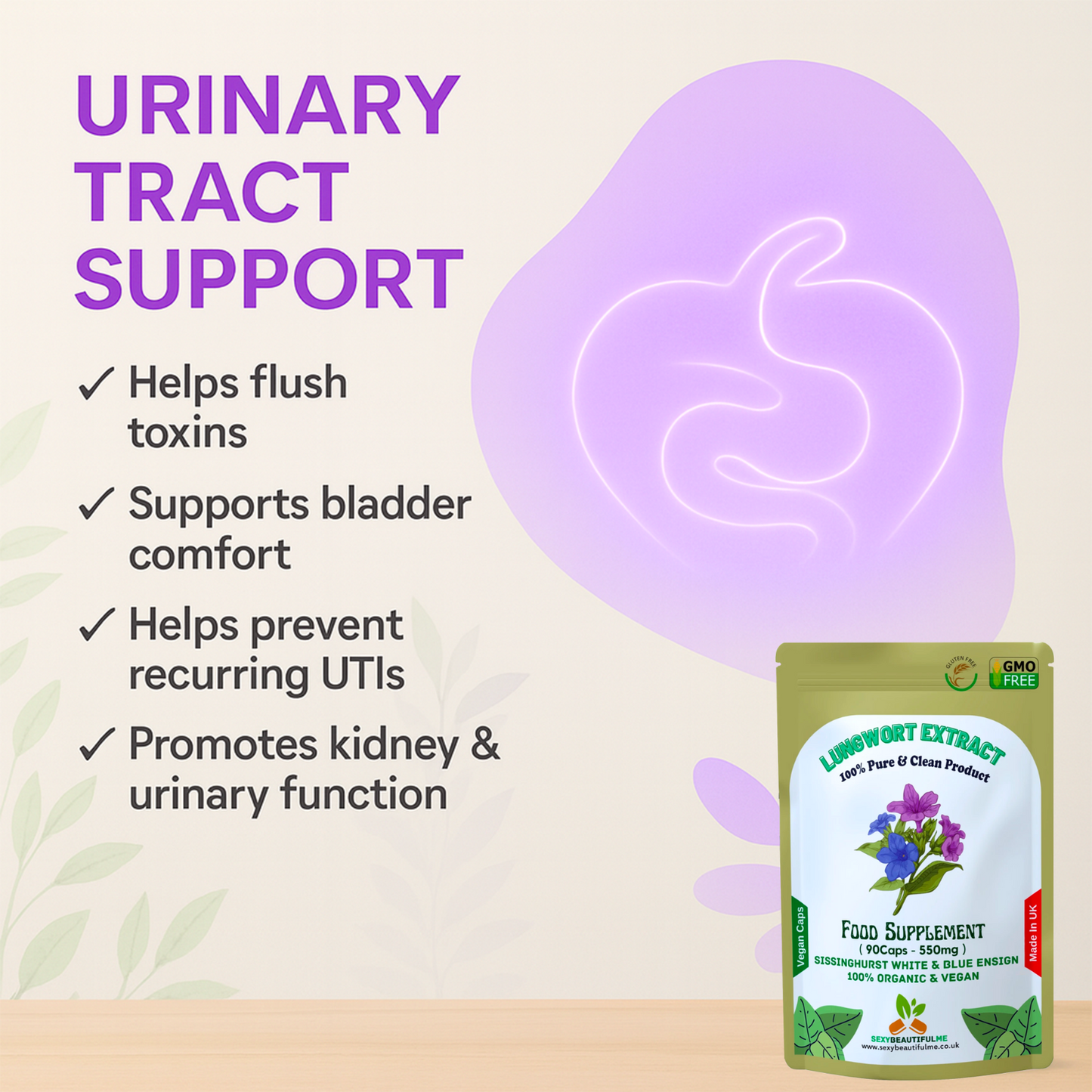 Lungwort Extract Capsules 550mg–Natural Lungwort Powder–Vegan & Strong Product