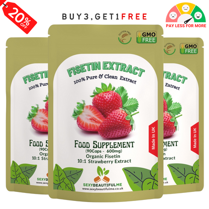 Fisetin Strawberry Extract Capsules 6000mg 10:1 extract–Strong & Effective Vegan