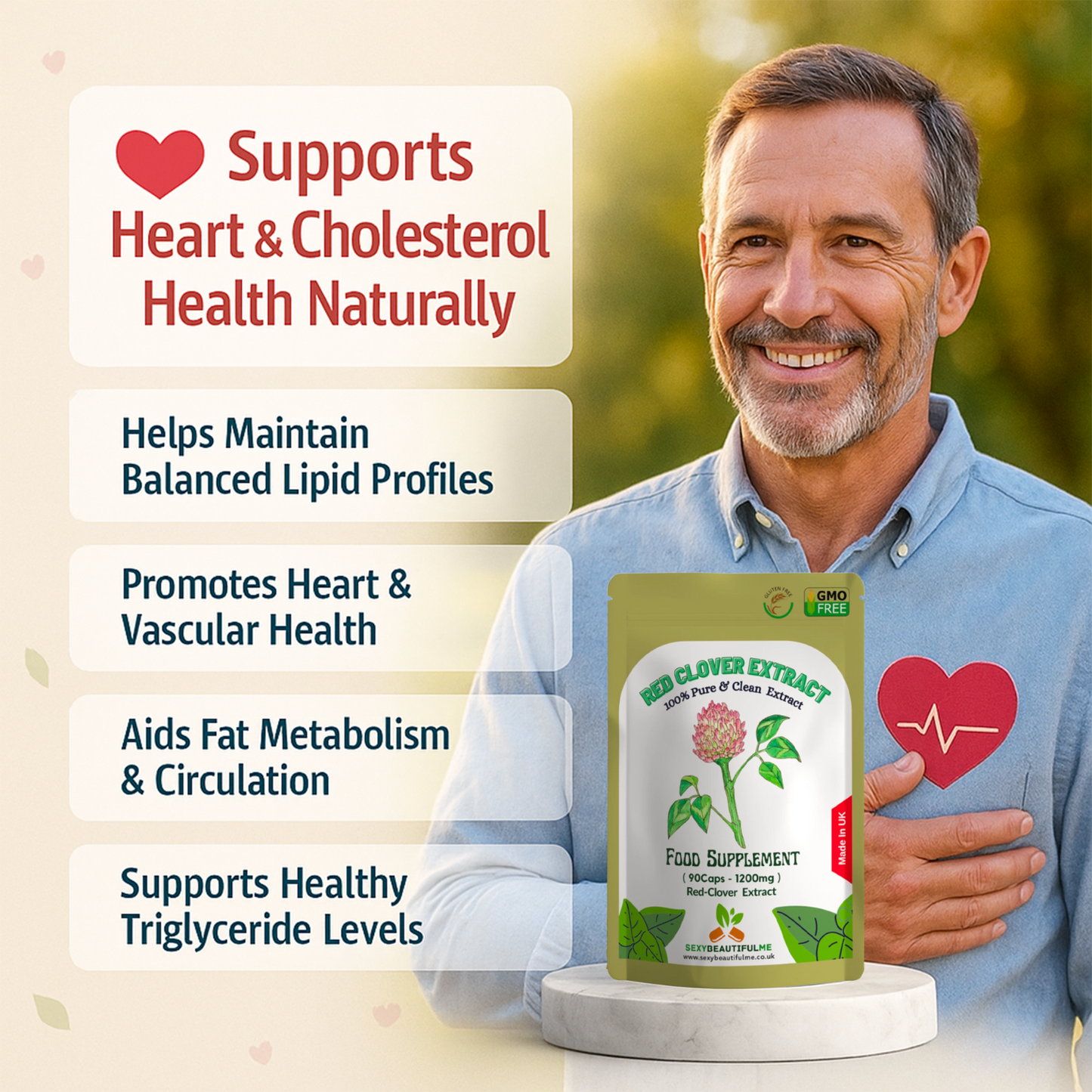 Red Clover Capsules 1200mg-8% Isoflavones-Cholesterol Health & Women Health