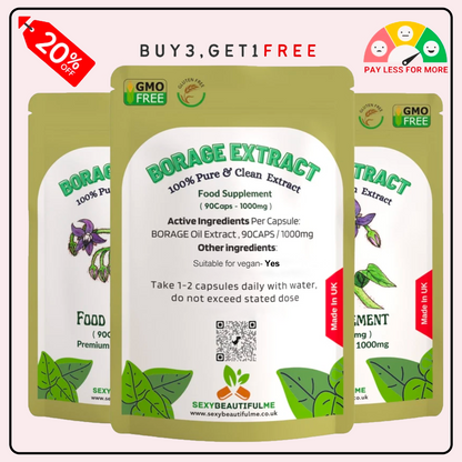 Starflower (Borage) Oil Capsules 1000mg–Premium High GLA–Menopause &Skin Support
