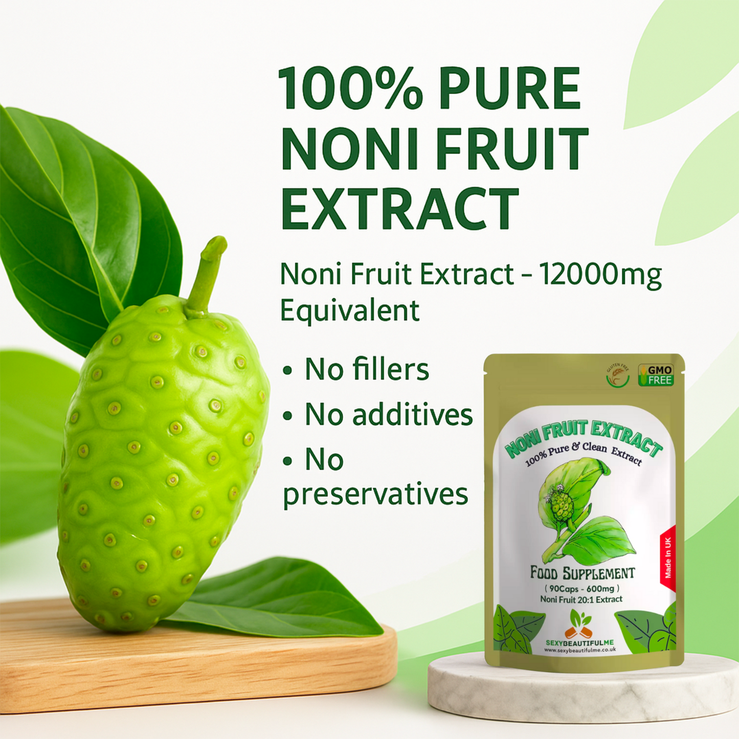 Noni Fruit Extract Capsules 12,000mg–Joint Health, Endurance&Immunity-100%Vegan