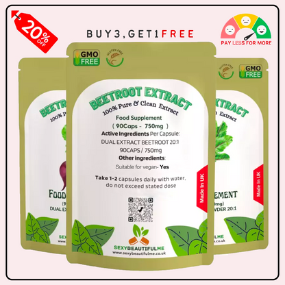 Beetroot Extract Capsule 750mg–20:1 Extract-Heart &Cholesterol Support-100%Vegan