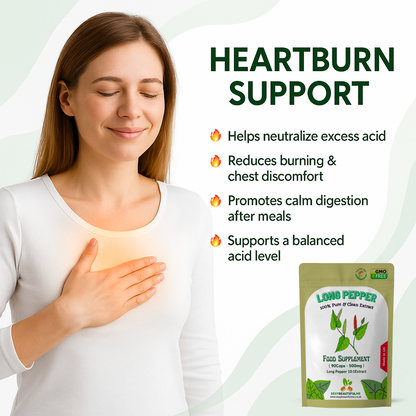 Pippali Capsules (Long Pepper) 5000mg–Heartburn & Indigestion Relief–100% Vegan