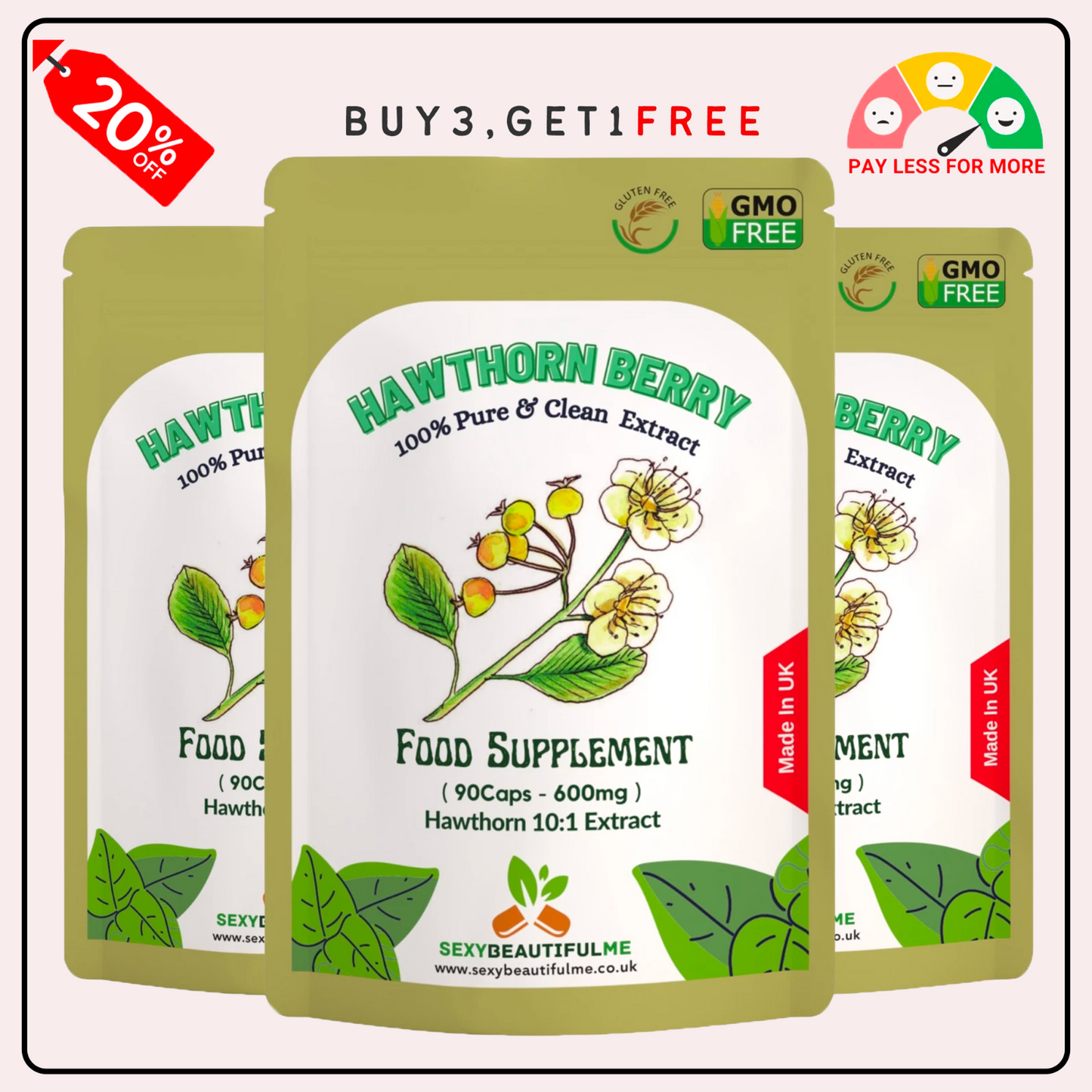 Hawthorn Berry Extract Capsules 6000mg-Veg Cap-Antioxidants, Cholesterol Support