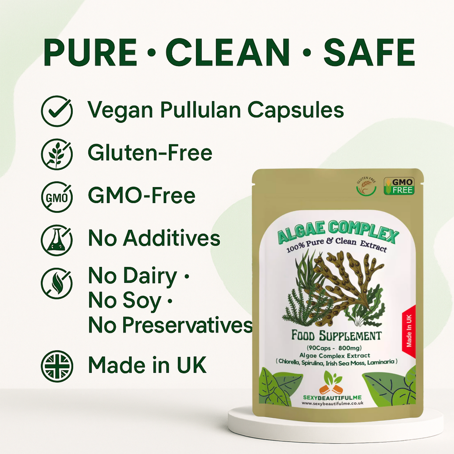 Algae Complex Capsules 800mg-(Quercetin &Bromelain)-Bodybuilding & Brain Support