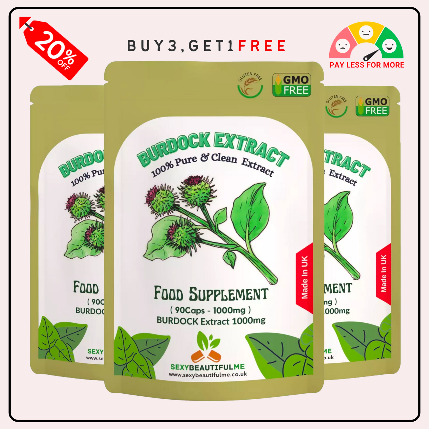 Burdock Root Extract Capsules ,1000mg-Detoxify, Liver Health & Blood health