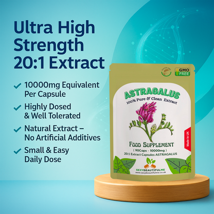 Astragalus Capsules 10,000mg – Immune Boost, Blood Sugar & Liver Support – Vegan