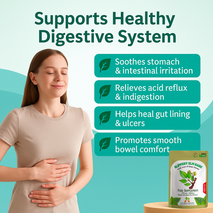 Slippery Elm Bark Capsules 6000mg (Ulmus Rubra)-100% Natural & Strong-Vegan Caps