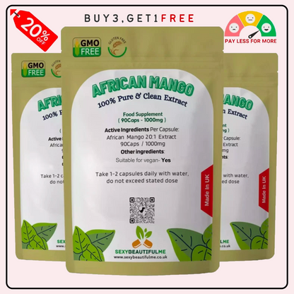 African Mango 20,000mg Capsules – Vegan–Natural Weight Loss & Fat Burner Support