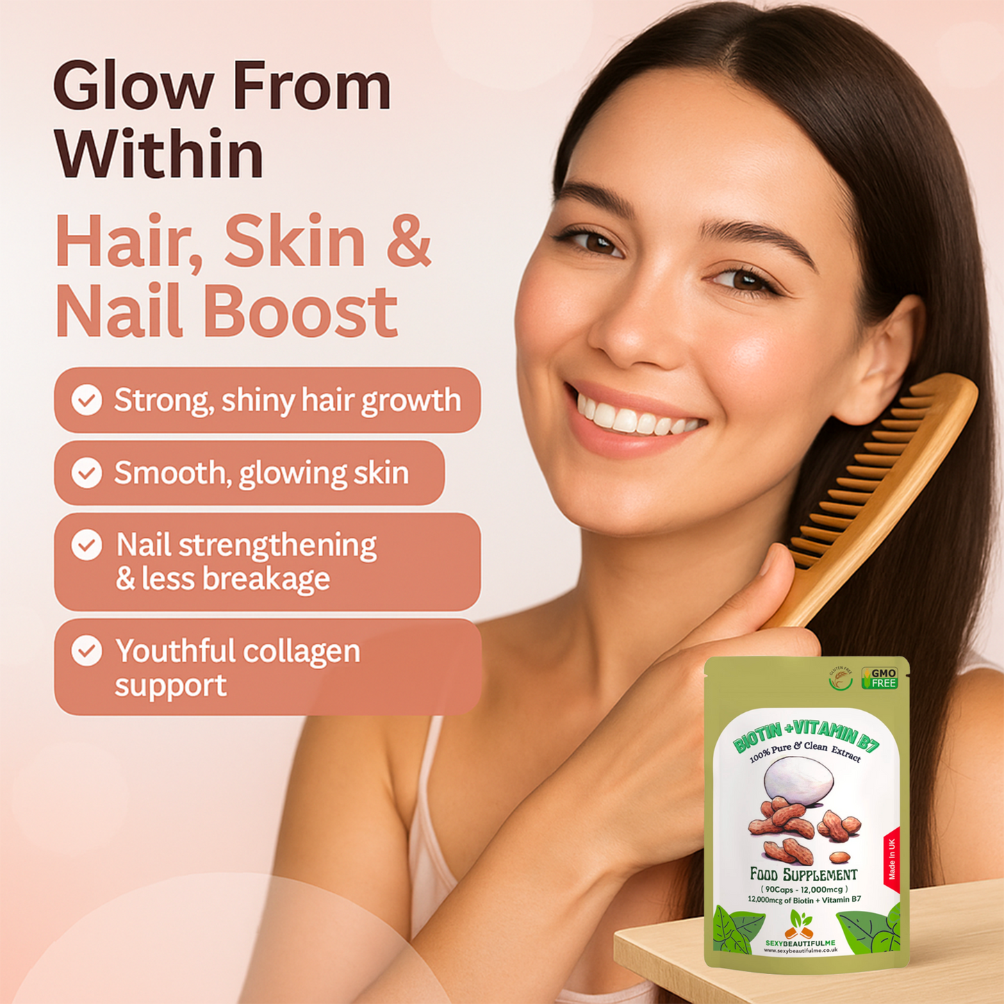 BIOTIN 12,000mcg +Vitamin B7 Capsules. MAX STRENGTH. HEALTHY HAIR, SKIN&NAIL
