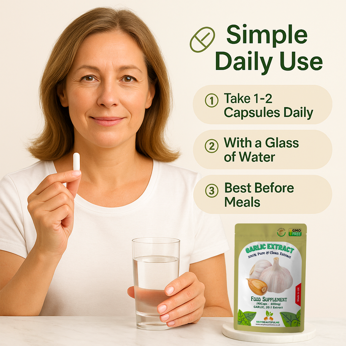 GARLIC Capsules 12,000mg-Super Strong Fermented Garlic Extract-Immune Support