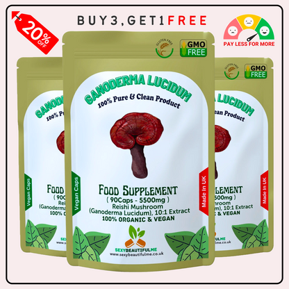 Reishi Mushroom 5500mg Capsules (Ganoderma Lucidum) – Strong & Effective – Vegan