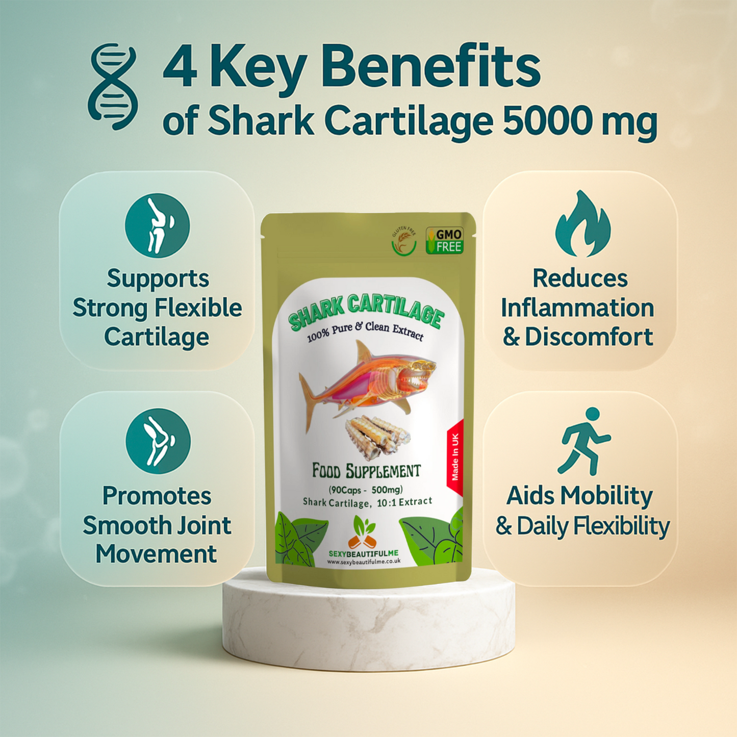 Shark Cartilage Capsules, 5000mg-Immunity, Anti-Inflammatory &Joint Health
