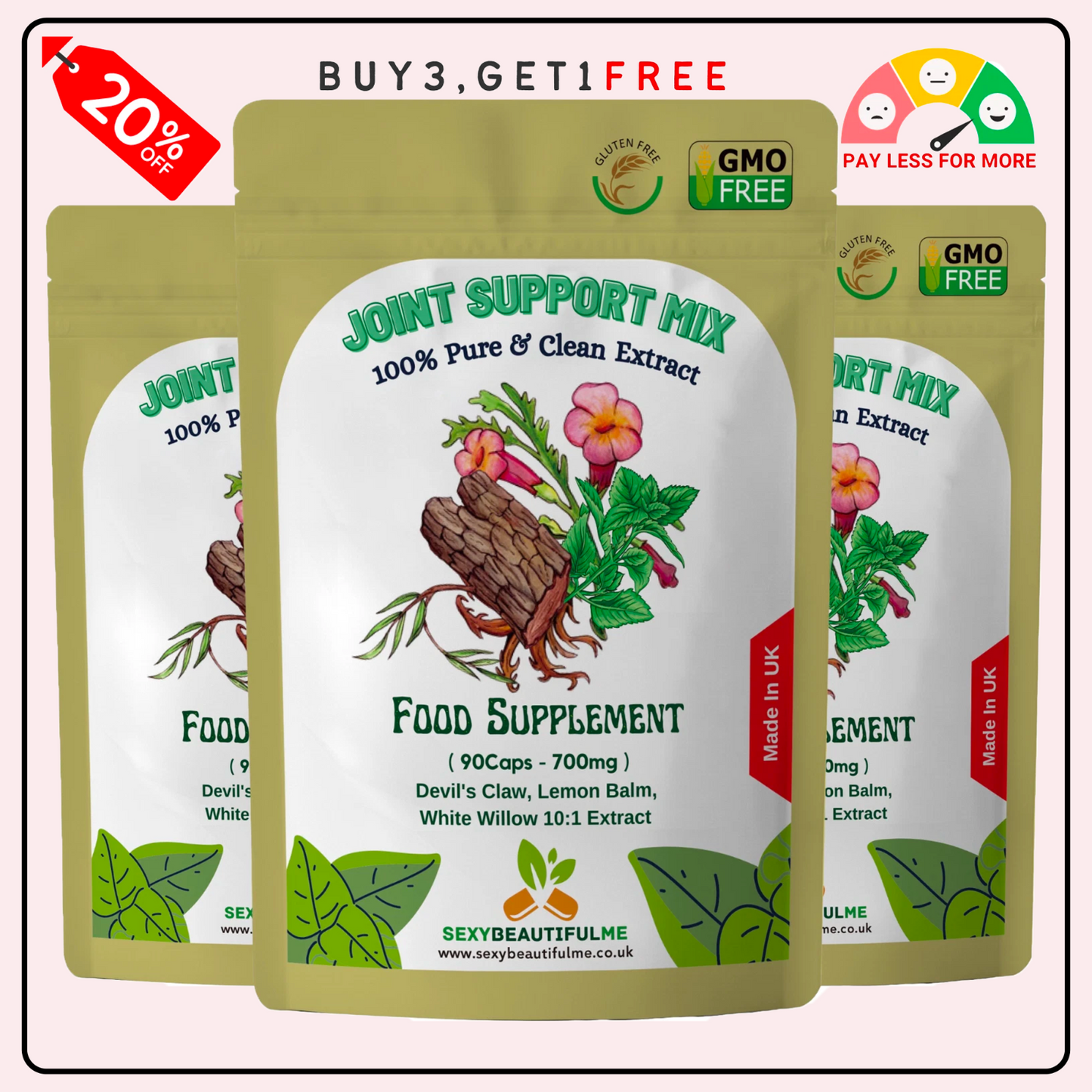 Joint Support Mix Capsule 7000mg-Devil Claw+Lemon Balm+While Willow-Joint Health
