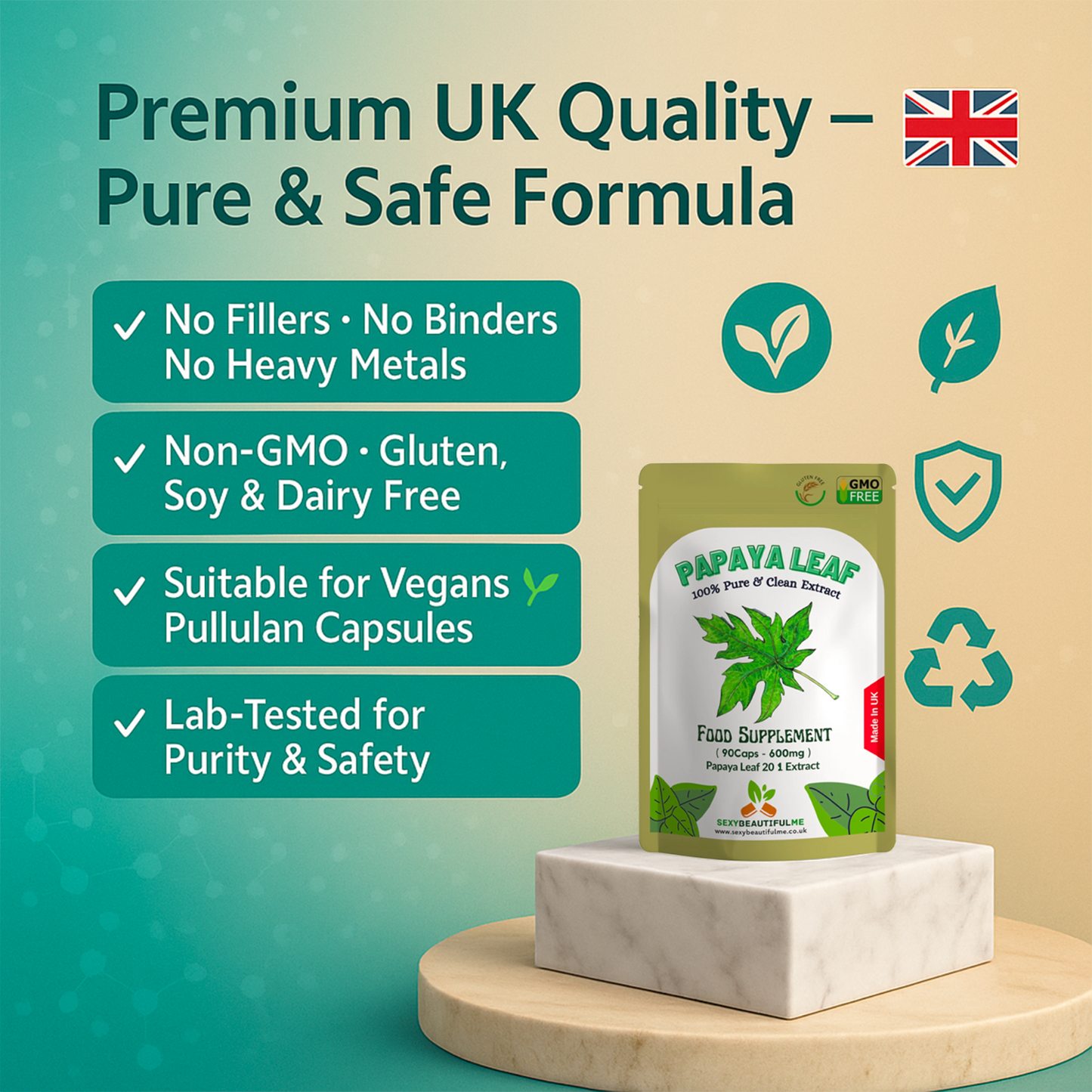 Papaya Leaf Extract Capsules 12000mg-Blood health & Blood Sugar Health-Veg Caps