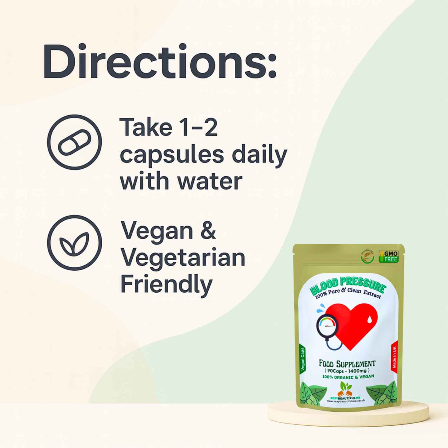 Healthy Blood Pressure Caps 1400mg-100%Vegan-Healthy Blood Pressure Support