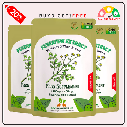 Feverfew Extract 4000mg Capsules, Migraine Support, 100%Natural&Clean-Vegan Caps