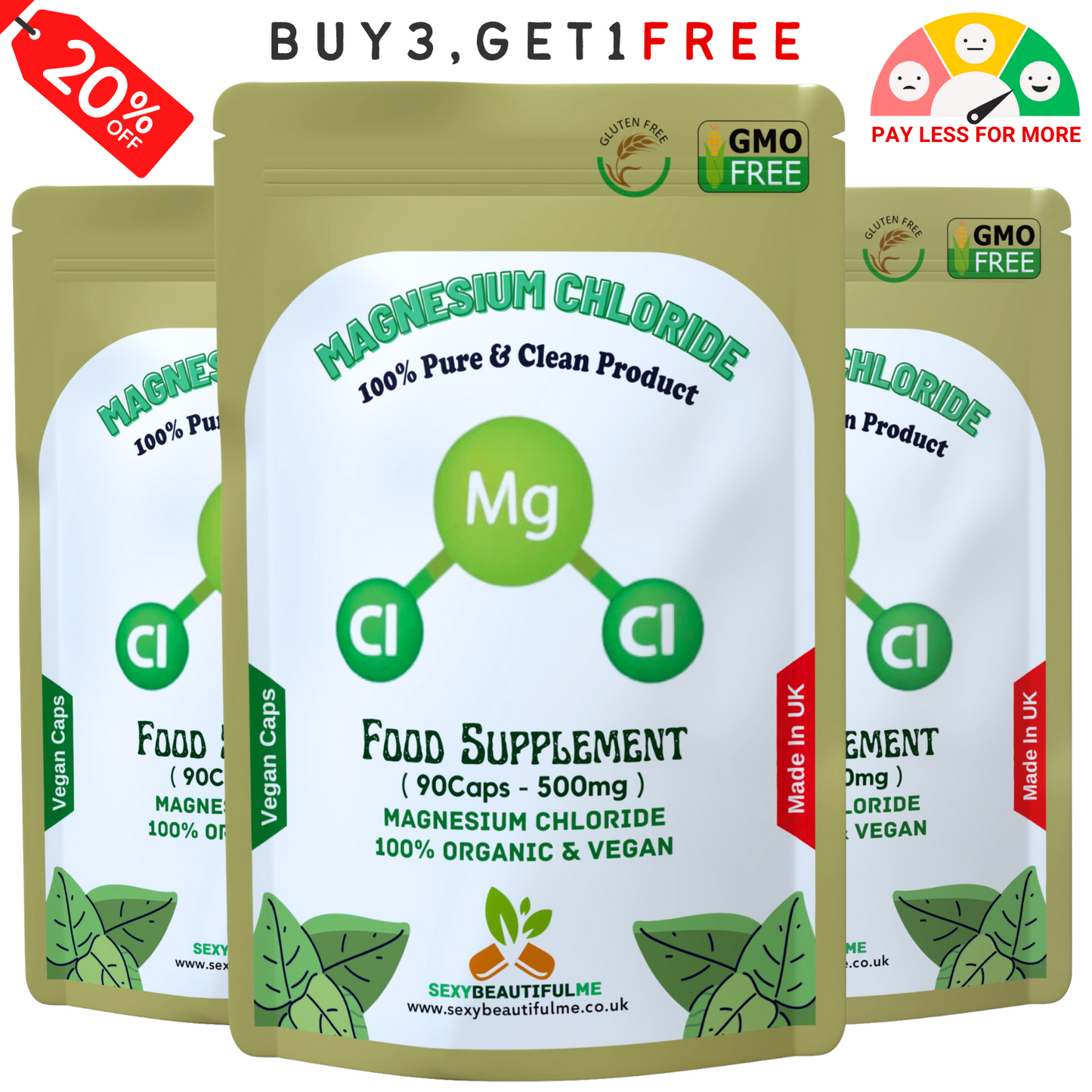 Magnesium Chloride Capsules 500mg–Magnesium Chloride Natural-Vegan & Effective
