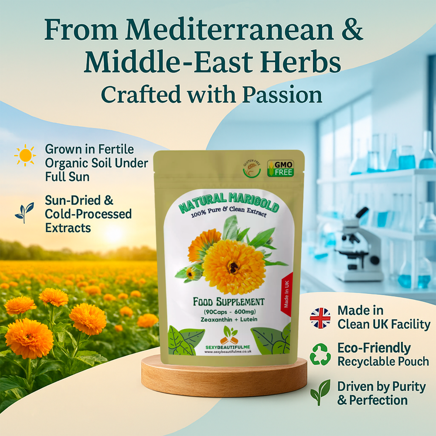 Lutein Capsules 600mg-Meso Zeaxanth 30mg-Marigold Extract-Eye& Vision Supplement