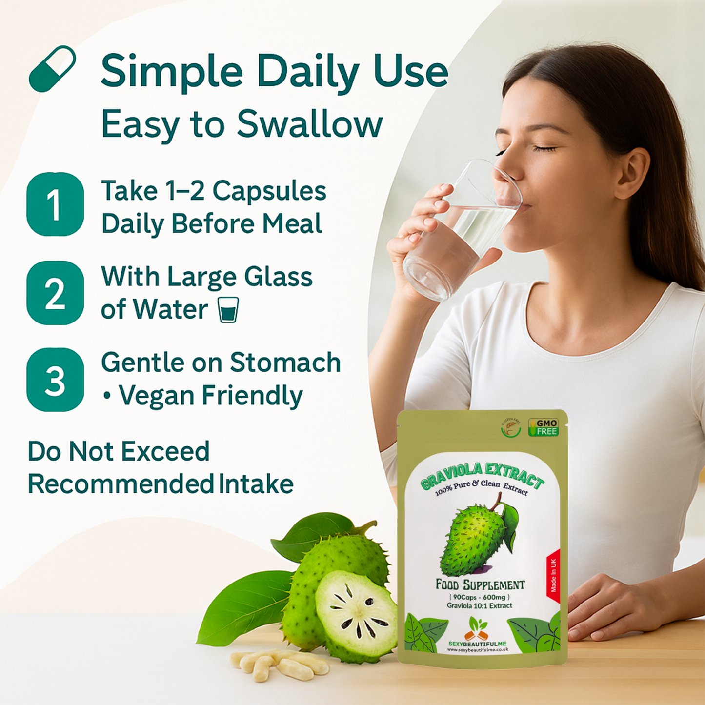 Graviola ( Soursop ) Fruit-6000mg Capsules, 10:1 Ex, Antioxidants, Liver Support