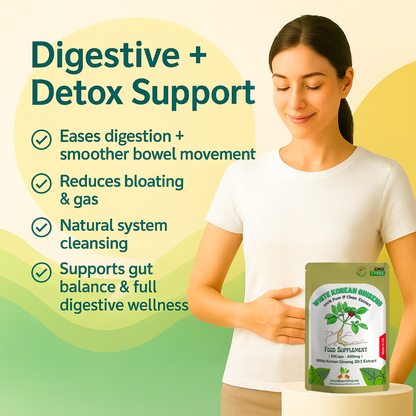 White Korean Ginseng Capsules – 12,000 mg | Vegan | Supporting Overall Health
