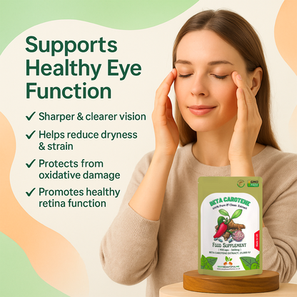 Beta Carotene 25,000 IU Vegan Capsules – Eye Health, Vision & Cognitive Support