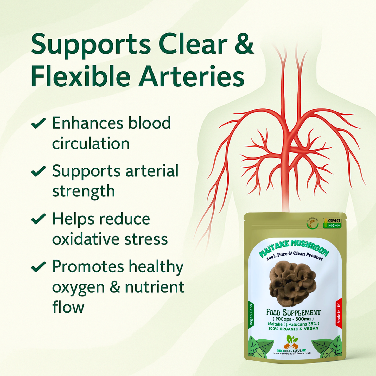 MAITAKE MUSHROOM 500mg Capsules (30% β-Glucan) Vegan & Effective, Strong Product