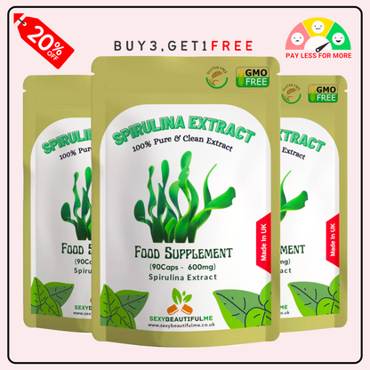 Spirulina Extract Capsules 600mg–Immune System & Detox Support–100%Natural Vegan