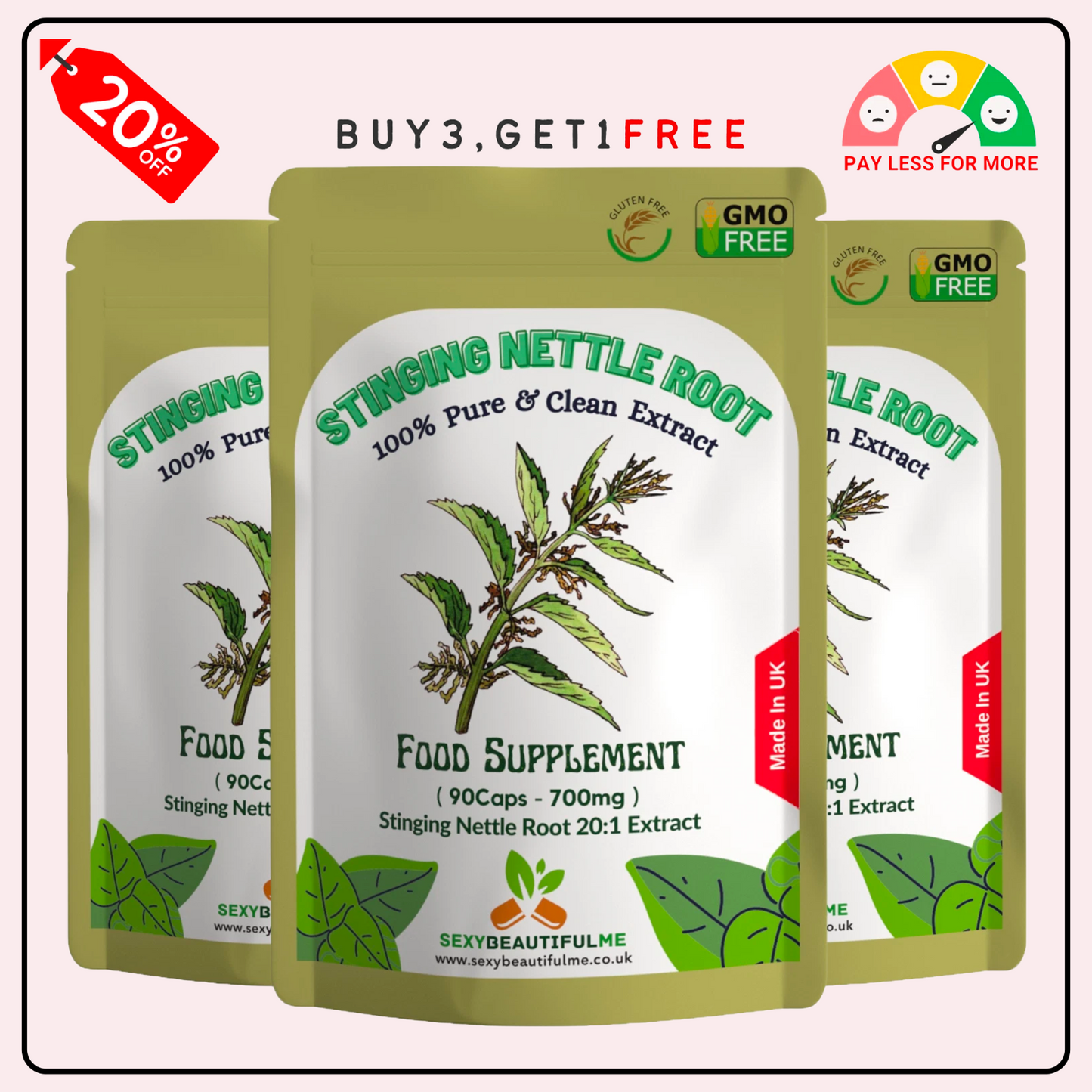 Stinging Nettle Root Extract Capsules 14,000 mg-Genuine•Strong•Vegan•100%Natural