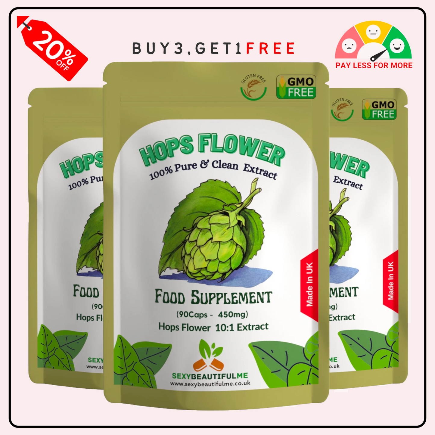 Hops Flower Extract Capsule 4500mg–Sleep Support, Mood Balance&Immunty-100%Vegan