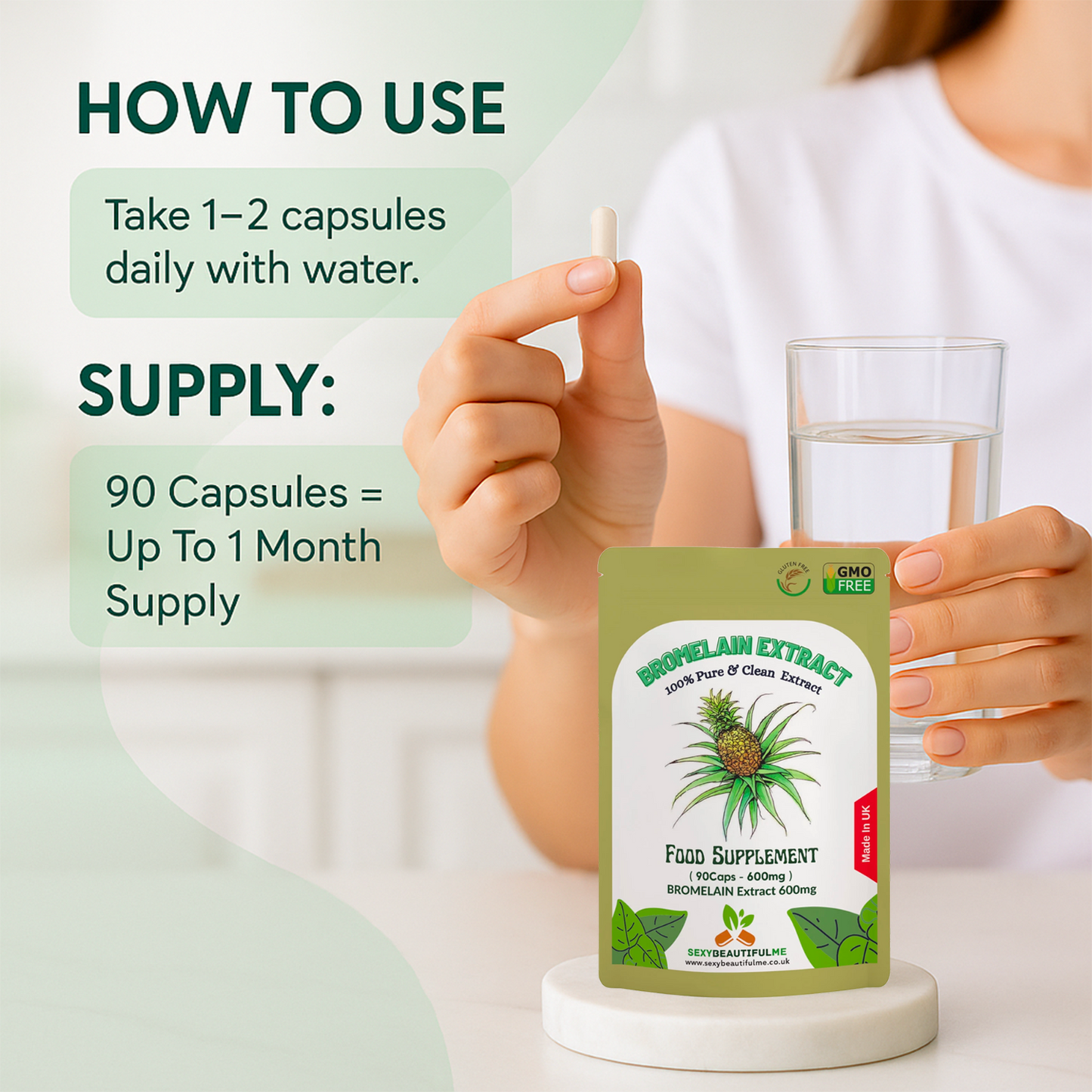 Bromelain 600mg | Anti-Inflammatory | Pain Relief & Swelling Support | Capsules