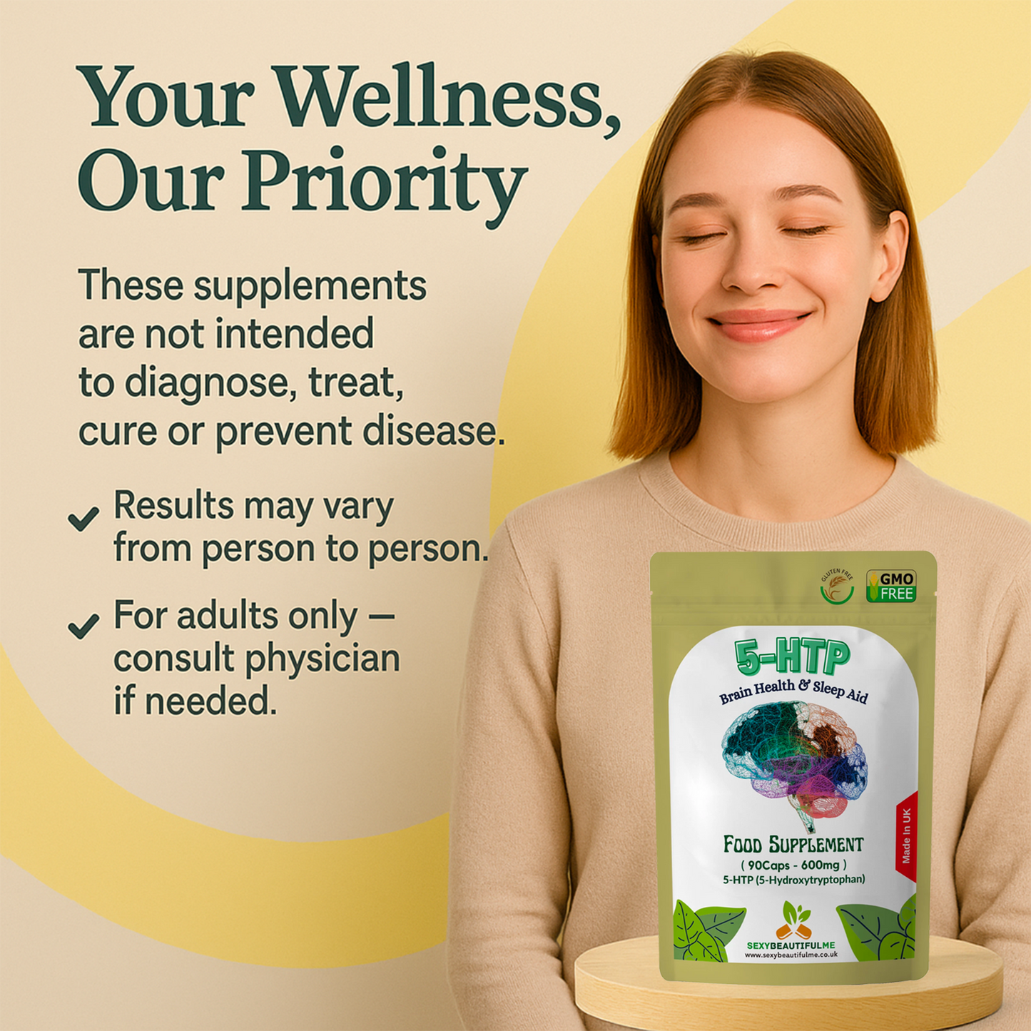 5-HTP 600mg Capsules–High Strength Griffonia Seed–Mood, Serotonin, Sleep &Stress