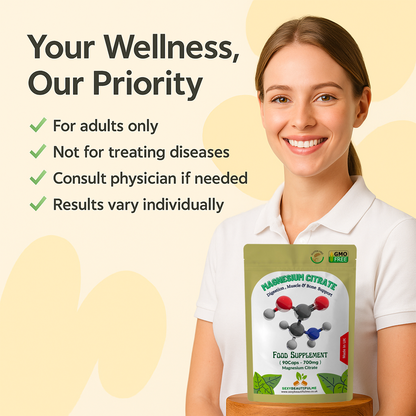 Magnesium Citrate Capsules 700mg–High Strength–PMS, Muscle & Nerve Support–Vegan