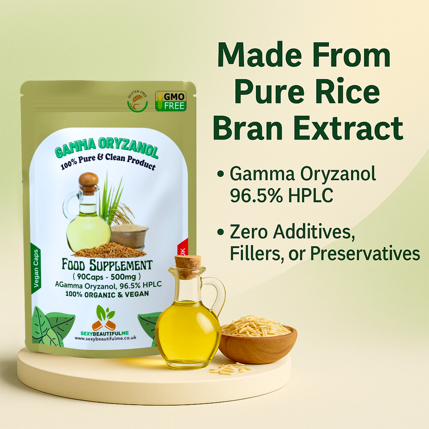 Gamma Oryzanol 500mg | 96.5% Pure HPLC | Muscle, Athletic & Cholesterol Health