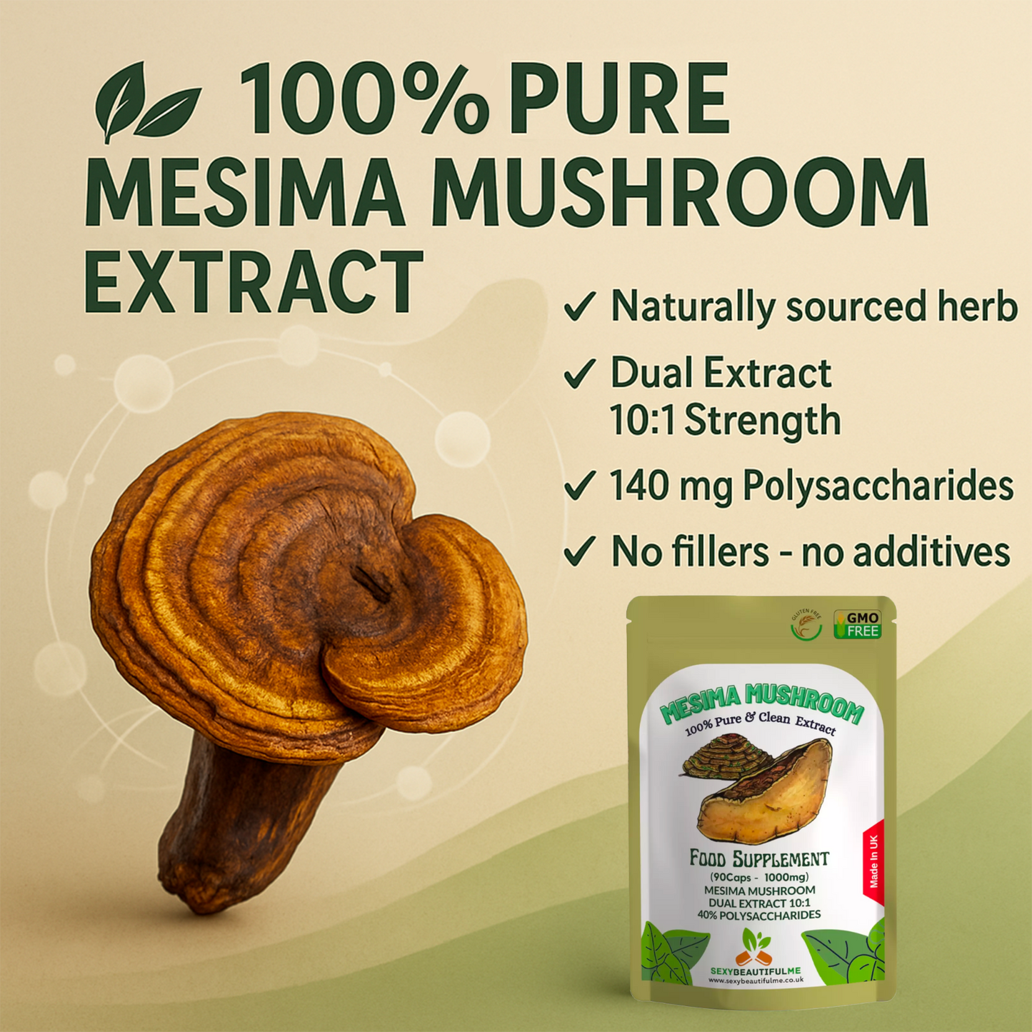 Mesima Mushroom Capsules 10000mg-(140 mg Polysaccharide)-Prostate & Liver Health
