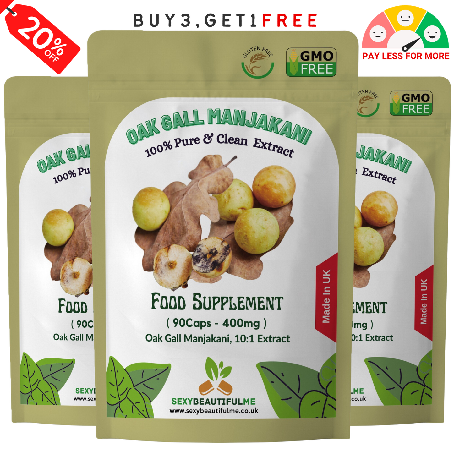 Manjakani Oak Gall 400mg Capsules – Women’s Wellness & Balance – Vegan – UK Made
