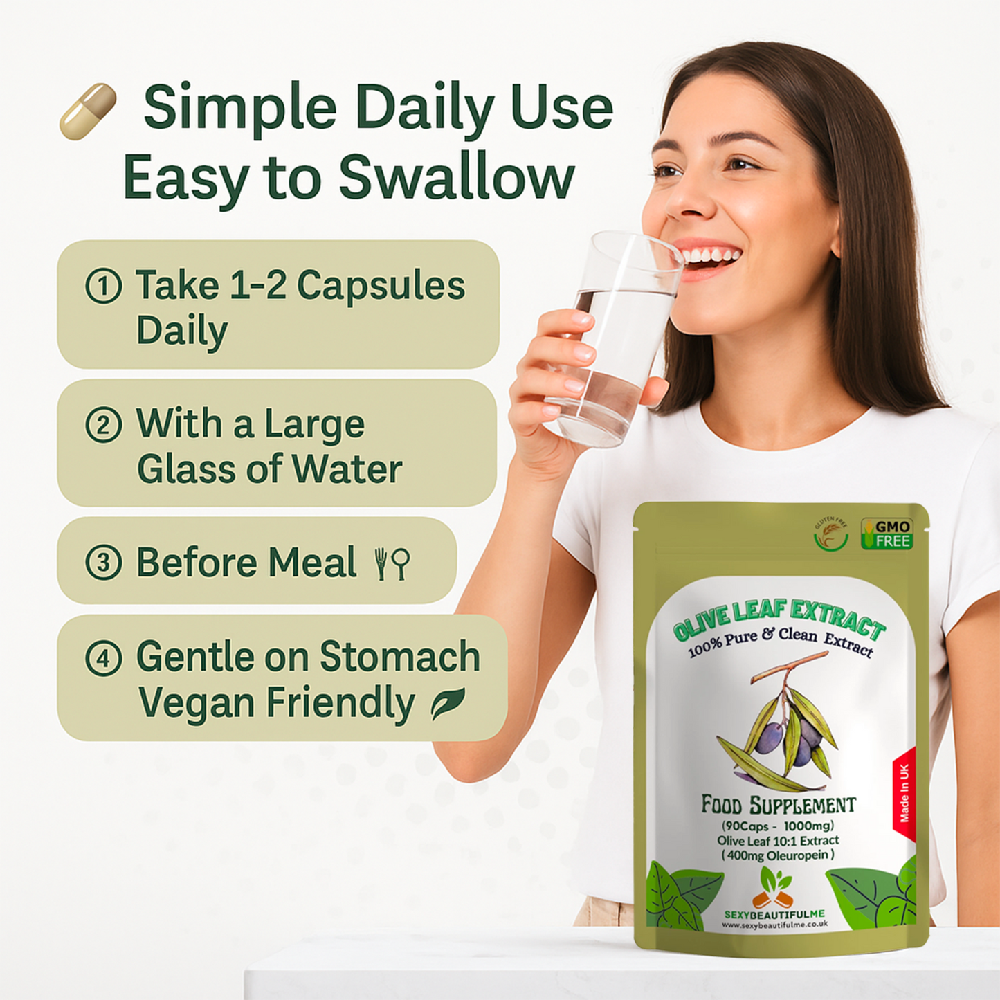 Olive Leaf Extract Capsules 10000mg(400mg Oleuropein)-Weight Control & Immunity